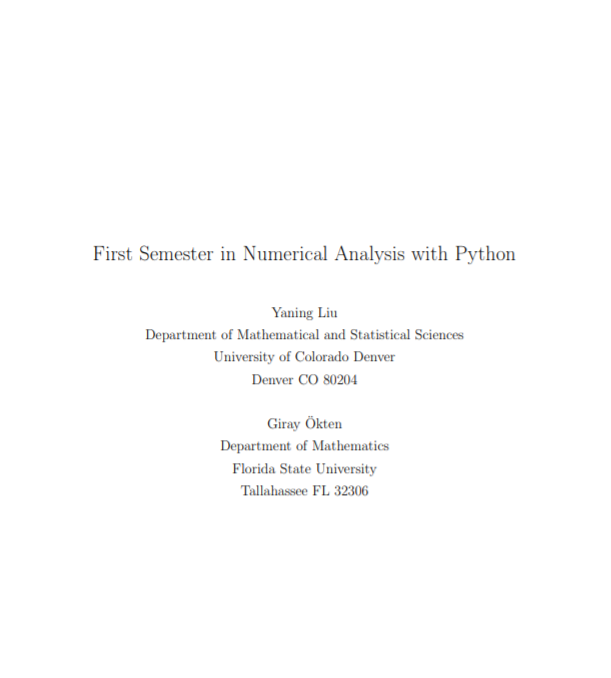 First semester in numerical analysis with python open textbook library